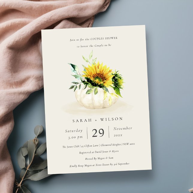 Sunflower Pumpkin Floral Couples Shower Invite (Creator Uploaded)