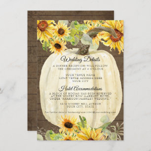 Sunflower Pumpkin Floral Fall Wedding Details Enclosure Card