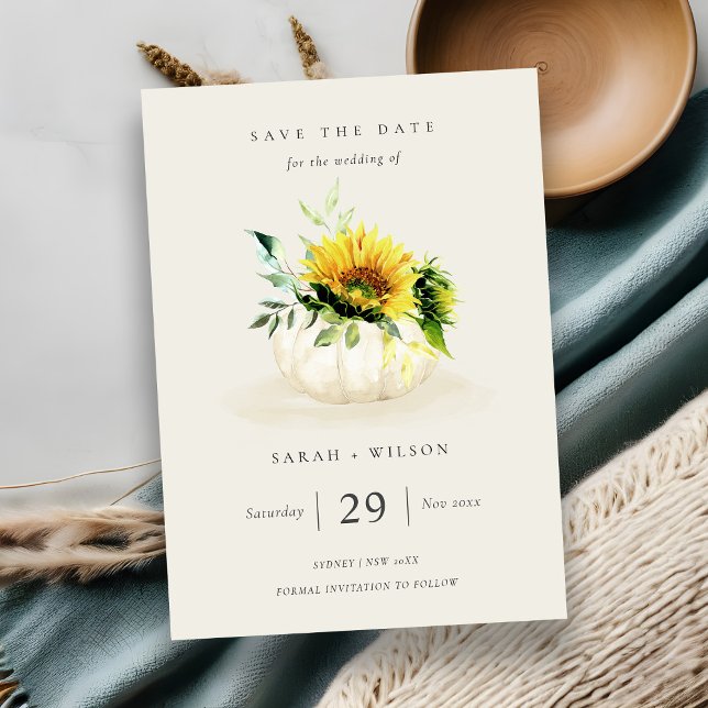 Sunflower Pumpkin Floral Save the Date Invite (Creator Uploaded)