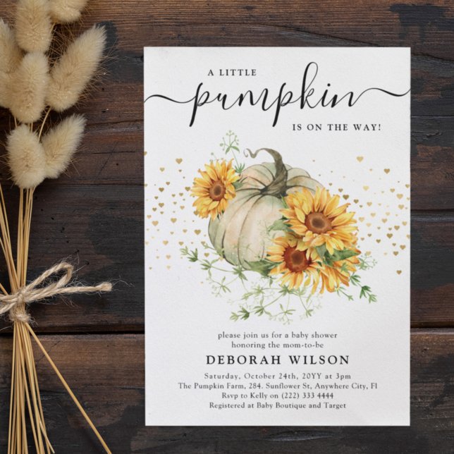 Sunflower Pumpkin Gender Neutral Baby Shower Invitation (Creator Uploaded)