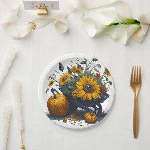 Sunflower & Pumpkin Paper Plate