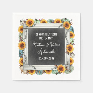 Sunflower Pumpkin Rustic Country Fall Farm Wedding Napkin