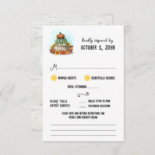 Sunflower Pumpkin Rustic Country Farm Fall Wedding RSVP Card