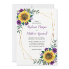 Sunflower Purple Floral Modern Geometric Wedding