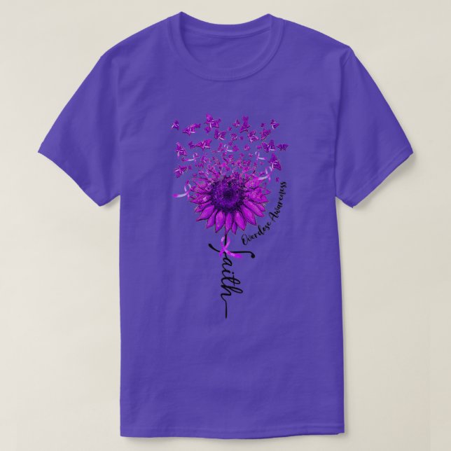 Sunflower Purple Ribbon Faith Butterfly Overdose A T-Shirt (Design Front)