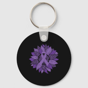 Sunflower Purple Ribbon Fibromyalgia Awareness Mon Key Ring