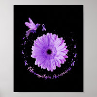 Sunflower Purple Ribbon Fibromyalgia Awareness