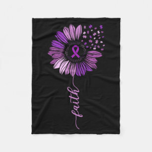 Sunflower Purple Ribbon Men and Women Alzheimers Fleece Blanket