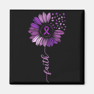 Sunflower Purple Ribbon Men and Women Alzheimers Magnet