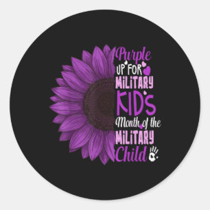 Sunflower Purple Up For Military Kids Military Chi Classic Round Sticker