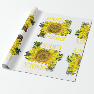 Sunflower puzzled image wrapping paper
