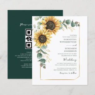 Sunflower QR Code All-in-One Wedding Invitation