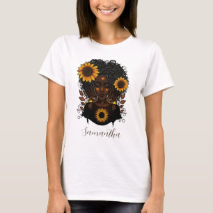 Sunflower Queen Afro Woman T-Shirt