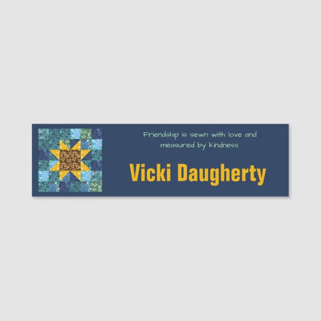 Sunflower Quilt Americana Crafty Name Tag (Front)