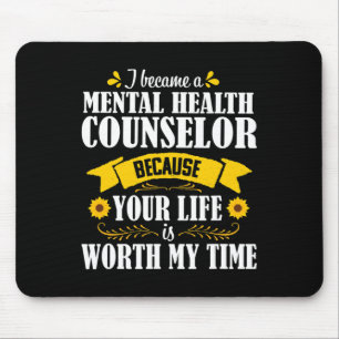Sunflower Quote Cute Mental Health Counsellor Coun Mouse Pad