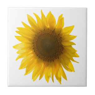 Sunflower quote "flowers are happiness" ceramic tile