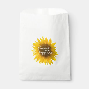 Sunflower quote "flowers are happiness" favour bag