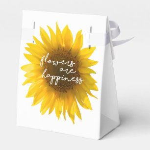 Sunflower quote "flowers are happiness" favour box