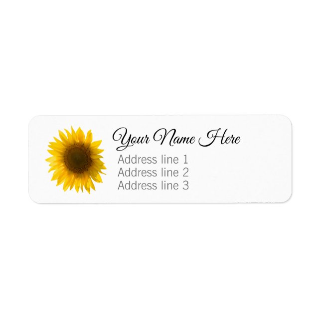 Sunflower quote "flowers are happiness" return address label (Front)