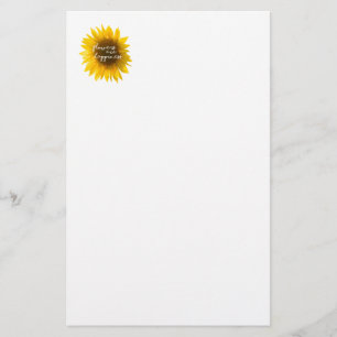 Sunflower quote "flowers are happiness" stationery