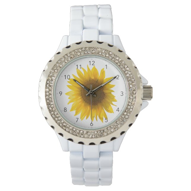 Sunflower quote "flowers are happiness" watch (Front)