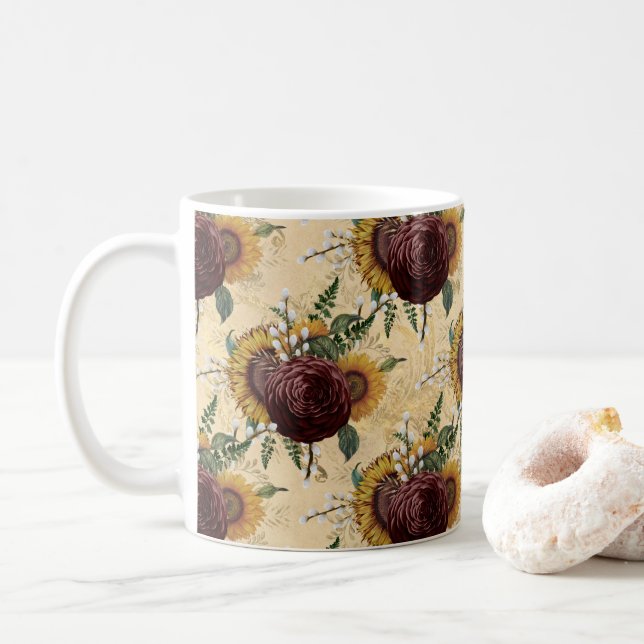 Sunflower & Ranunculus Coffee Mug (With Donut)