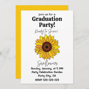 Sunflower Ready To Shine Sunflower Graduation Invitation