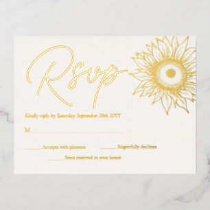 Sunflower Real Gold Foil Minimalist RSVP Card Gold