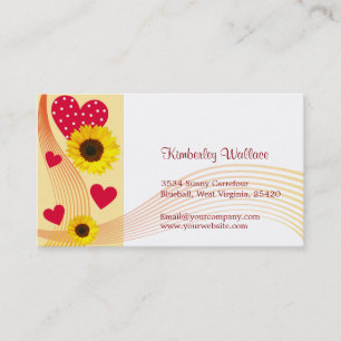 Sunflower red heart business Card