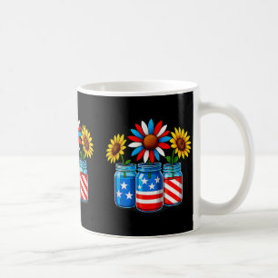 Sunflower Red White Blue Patriotic USA Flag 4th Of Coffee Mug