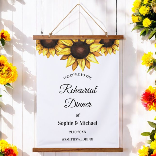 Sunflower Rehearsal Dinner Welcome  Hanging Tapestry (Creator Uploaded)