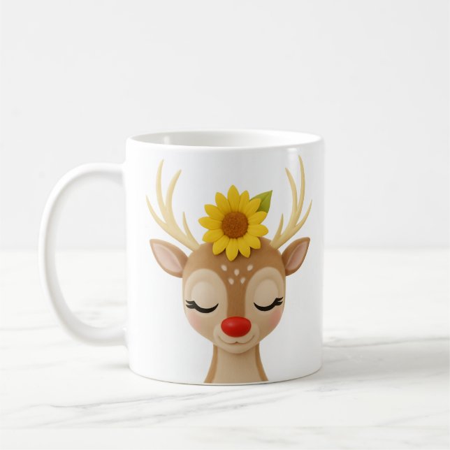 Sunflower Reindeer Character - Cosy & Sweet Mug (Left)