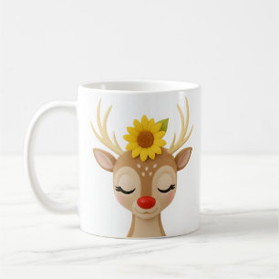 Sunflower Reindeer Character - Cozy & Sweet Mug