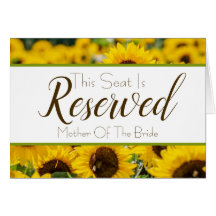 Sunflower Reserved Seat Wedding Sign