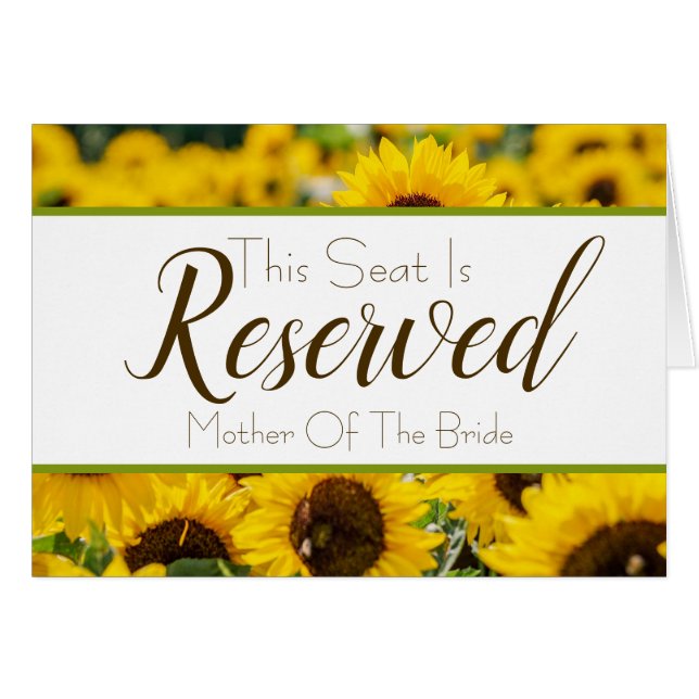 Sunflower Reserved Seat Wedding Sign (Front Horizontal)