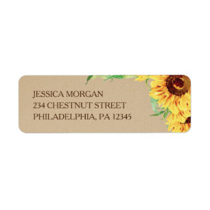 Sunflower Return Address Label Wedding