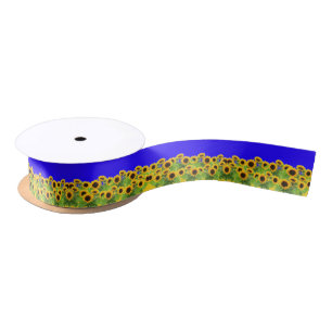 Sunflower Ribbon Gift Ukraine Flag Colours Satin Ribbon