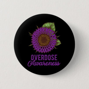 Sunflower Ribbon Overdose Awareness Supporter 6 Cm Round Badge