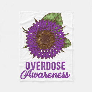 Sunflower Ribbon Overdose Awareness Supporter Fleece Blanket