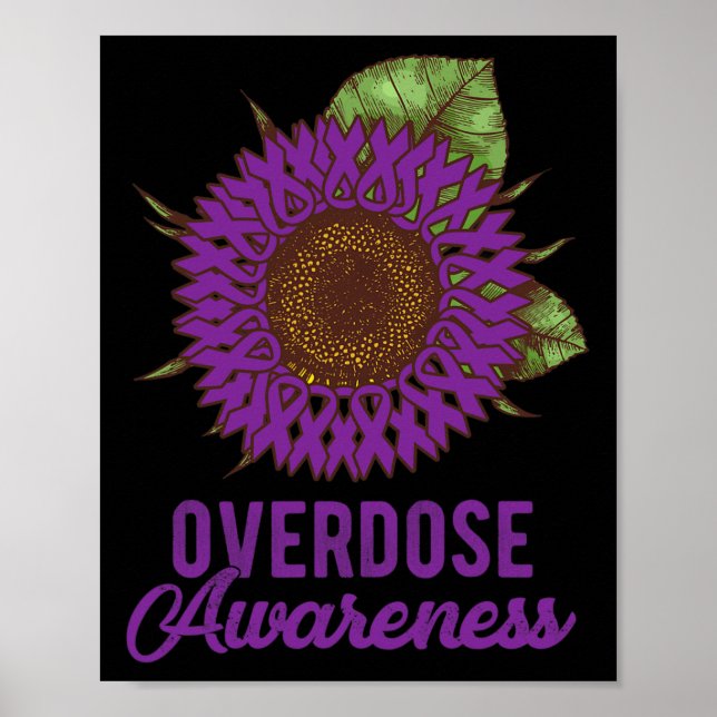 Sunflower Ribbon Overdose Awareness Supporter  Poster (Front)