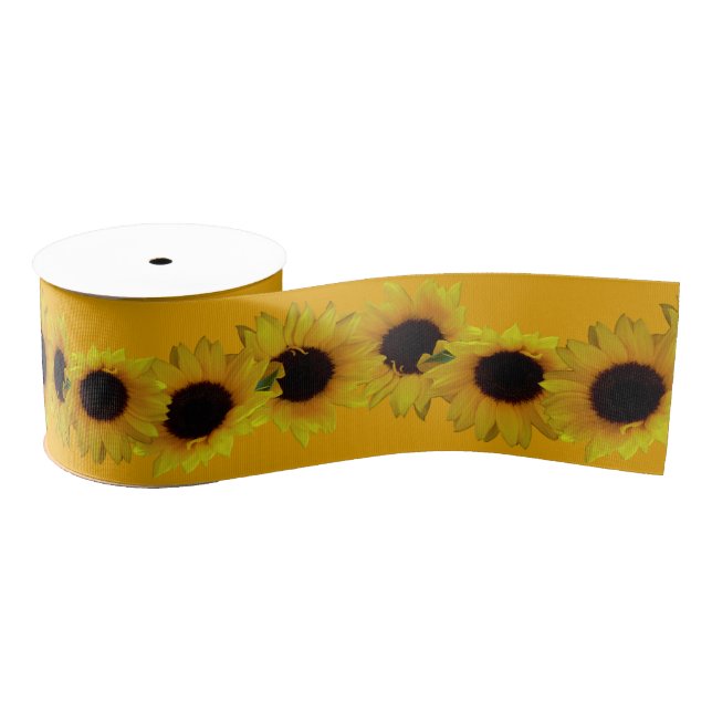 Sunflower Ribbon Paper Customised Flower Ribbon Grosgrain Ribbon (Spool)