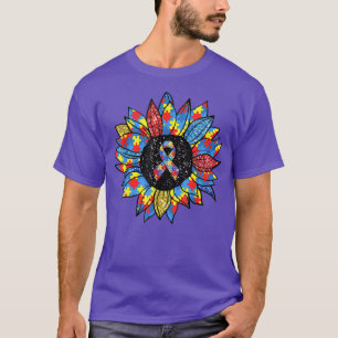 Sunflower Ribbon Puzzle Piece Autism Awareness Sup T-Shirt