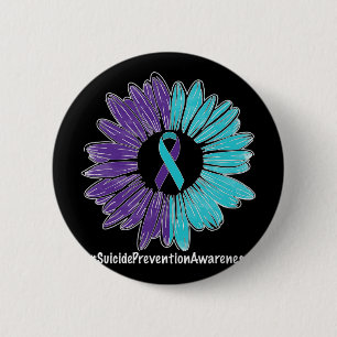 Sunflower Ribbon Suicide Prevention Awareness 6 Cm Round Badge