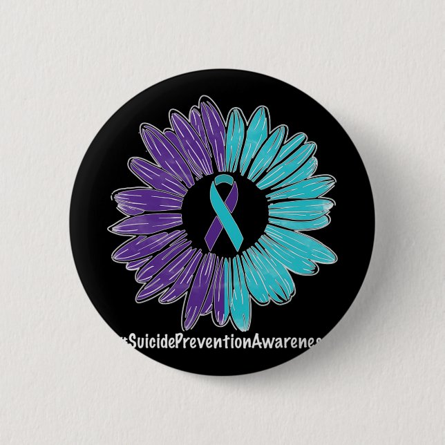 Sunflower Ribbon Suicide Prevention Awareness  6 Cm Round Badge (Front)