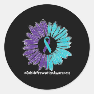 Sunflower Ribbon Suicide Prevention Awareness Classic Round Sticker