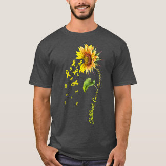 Sunflower Ribbon Support Childhood Cancer Awarenes T-Shirt