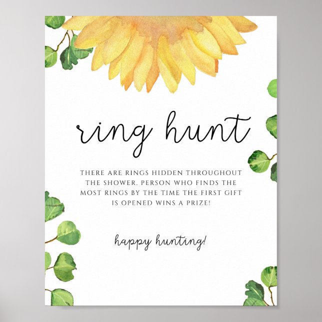 Sunflower ring hunt bridal shower game poster (Front)