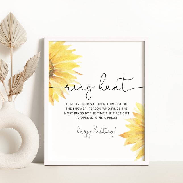 Sunflower ring hunt bridal shower game poster (Creator Uploaded)