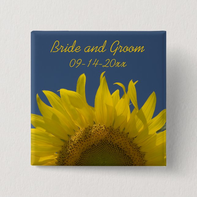 Sunflower Rising Wedding 15 Cm Square Badge (Front)