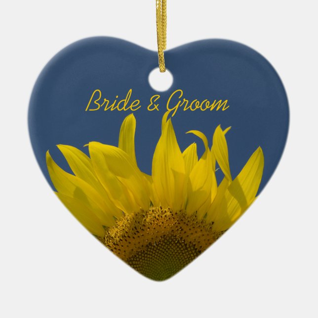 Sunflower Rising Wedding Ceramic Ornament (Front)